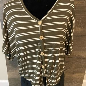 Green and white stripped shirt